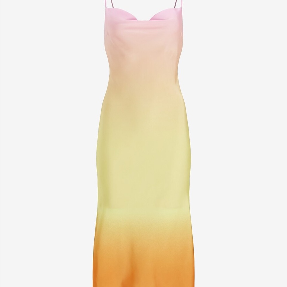 Express Dip Dye Cowl Neck Midi Slip Dress